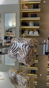 İthal Metal Taşlı Kare Model Abiye Çanta - 6