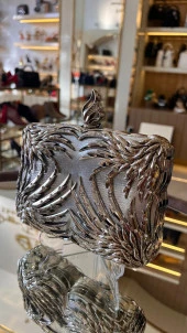 İthal Metal Taşlı Kare Model Abiye Çanta - 9