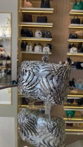 İthal Metal Taşlı Kare Model Abiye Çanta - 10