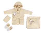 Organik Tavşan Bebek 4 Lü Bornoz Seti - 1