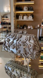 İthal Metal Taşlı Çilek Model Abiye Çanta - 7