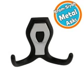 Vestiyer Mobilya Duvar Askısı Metal Dolap Elbise Askılığı Siyah Renk Askı Krom Kapaklı - 1