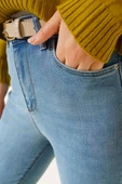 Yüksek Bel Dar Paça Jean Pantolon Açık Mavi - 4