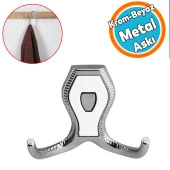 Vestiyer Mobilya Duvar Askısı Metal Dolap Elbise Askılığı Krom Renk Askı Beyaz Kapaklı - 1