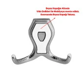 Vestiyer Mobilya Duvar Askısı Metal Dolap Elbise Askılığı Krom Renk Askı Beyaz Kapaklı - 3