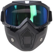 Cross Motosiklet Bisiklet Gözlüğü Açık Kask Maskesi Süngerli Bant Lastikli Jet Maske Siyah Cam - 1