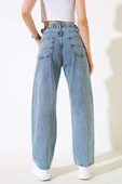 Baggy Yan Tokalı Kot Pantolon Açık Kar - 3