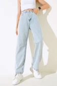 Baggy Arka Tokalı Kot Pantolon Açık Kar - 2