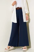 Kemer Detaylı Bol Paça Pantolon Lacivert thumbnail 1