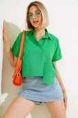 Uzun Cepli Kısa Gömlek Yeşil - 2