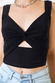 Önü Bağlı Sandy Bluz Siyah thumbnail 4