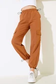 Bel Ve Paça Lastikli Kargo Cep Paraşüt Pantolon Camel thumbnail 1
