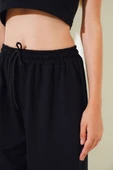 İki İp Paça Lastikli Jogger Pantolon Siyah thumbnail 4
