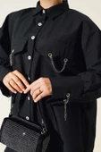 Cep ve Manşet Zincirli Gömlek Siyah - 4