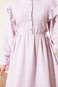 Beli İpli Çizgili Elbise Pembe thumbnail 4