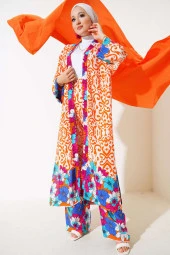 Kol Lastikli Salaş Kimono Takım Oranj - 1
