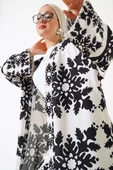 Etnik Desen Kimono İkili Takım Siyah Beyaz - 2