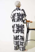 Etnik Desen Kimono İkili Takım Siyah Beyaz thumbnail 3