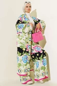 Etnik Desen Kimono İkili Takım Yeşil - 1