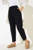Beli Lastikli Keten Pantolon Siyah thumbnail 2