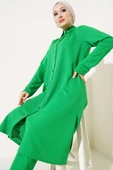 Tunikli Metal Düğmeli İkili Takım Yeşil thumbnail 2