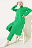 Tunikli Metal Düğmeli İkili Takım Yeşil thumbnail 1