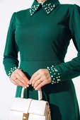 Kol Yaka İncili Elbise Zümrüt thumbnail 4
