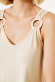 Halka Askılı Elbise Bej thumbnail 4