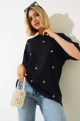 İnci Taşlı T-shirt Siyah thumbnail 2