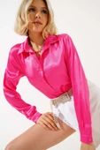 Saten Gömlek Fuşya thumbnail 1