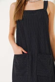 Torba Cepli Çizgili Salopet Siyah thumbnail 4