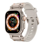 Apple Watch 1 2 3 4 5 6 7 8 9 Se Ultra 49/45/44/42 mm  KRD-101 Titanyum Metal Başlıklı Silikon Kordon thumbnail 2