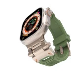 Apple Watch 1 2 3 4 5 6 7 8 9 Se Ultra 49/45/44/42 mm  KRD-108 Metal Başlıklı Silikon Kordon thumbnail 7