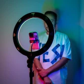 MJ38 RGB 25W Ring Light Canlı Yayın 38cm USB'li ve Telefon Stand thumbnail 7