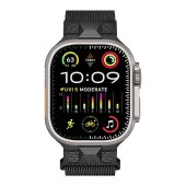 Apple Watch 1 2 3 4 5 6 7 8 9 Se Ultra 49/45/44/42 mm  KRD-107 Metal Hasır Kordon thumbnail 2