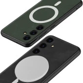 Galaxy S24 Plus Kılıf Magsafe Şarj Özellikli Deri Tasarımlı  Kıpta Nubuk Kapak thumbnail 8