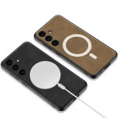 Galaxy S24 Plus Kılıf Magsafe Şarj Özellikli Deri Tasarımlı  Kıpta Nubuk Kapak thumbnail 11