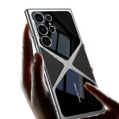 Galaxy S23 Ultra Kılıf Ultra İnce Kamera Korumalı PC + Deri Arka Yüzey  X-Pro Kapak thumbnail 3