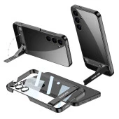 Galaxy S24 Kılıf  Kamera Korumalı Şeffaf Dikey Standlı Ays Kapak thumbnail 1