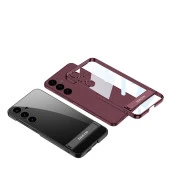 Galaxy S24 Kılıf  Kamera Korumalı Şeffaf Dikey Standlı Ays Kapak thumbnail 3