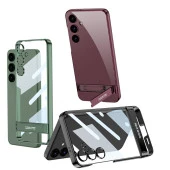 Galaxy S24 Kılıf  Kamera Korumalı Şeffaf Dikey Standlı Ays Kapak thumbnail 6