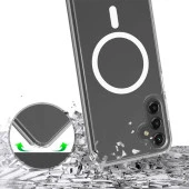 Galaxy S24 Kılıf Magsafe Şarj Özellikli Şeffaf Sert PC  Embos Kapak thumbnail 5