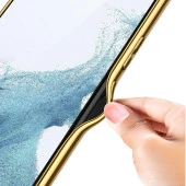 Galaxy S23 Kılıf Deri Görünümlü Kenarları Elektroplating Kaplama  Fizyon Kapak thumbnail 9