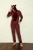 Fermuar Detaylı Kışlık Welsoft Polar Kadın Tulum Pijama Takımı - 4