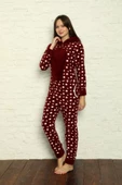 Fermuar Detaylı Kışlık Welsoft Polar Kadın Tulum Pijama Takımı - 1
