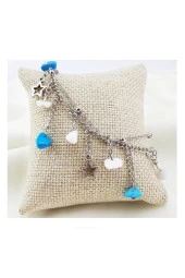 Turkuaz & Sedef Doğal Taş & Dorika Zincir Kadın Özel Tasarım Çok Halhal - 1