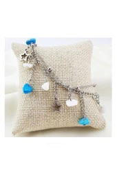 Turkuaz & Sedef Doğal Taş & Dorika Zincir Kadın Özel Tasarım Çok Halhal - 3