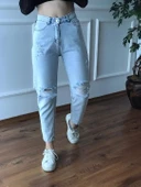 YIRTIK MODEL BUZ MAVİSİ JEAN - 4