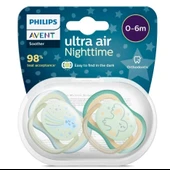 Philips Avent Ultra Air Night Karanlıkta Parlar Gece Emziği 0-6 ay Erkek SCF376/18 - 1