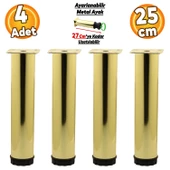Ayarlanabilir Mobilya Kanepe Baza Koltuk Metal Destek Yükseltici Gold Ayağı Ayakları 25 cm 4 Adet thumbnail 1
